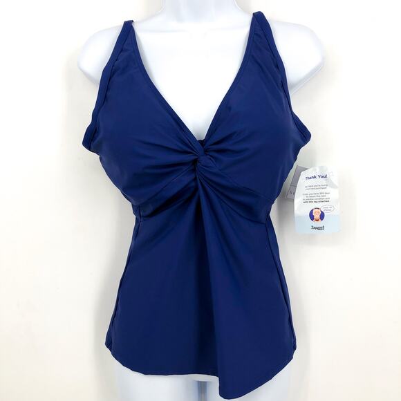 SUNSETS Women's Forever Tankini Top XXL 36DD Indigo Blue Adjustable Strap NWT - Picture 5 of 11